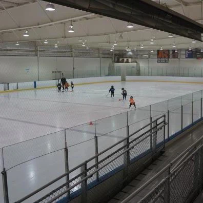 Ice skating rink glass